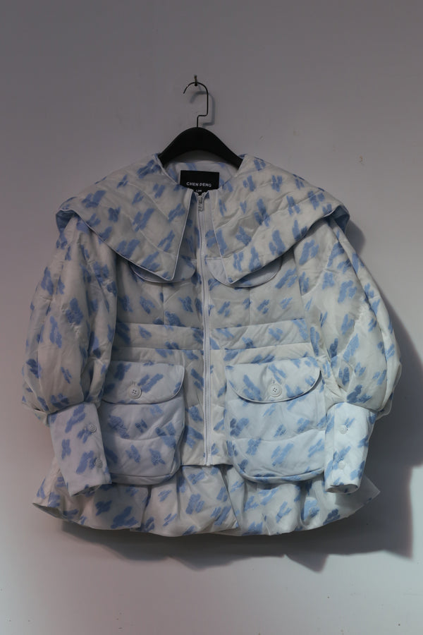 CHENPENG Baroque Porcelain Down Jacket CP21AWJ026ACPC355 Seaweed Blue PCP3